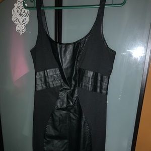 Short black leathered dress